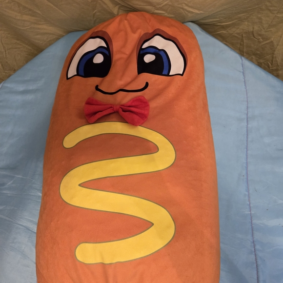 Jumbo Corndog Plush Bean Bag Stuffed Animal 50”  Classic Toy Carnival Bow Tie - Picture 5 of 16